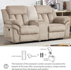 CANMOV Recliner Sofa Set, Oversize Power Lift Recliner Chair and Manual Loveseat with Overstuffed Armrest for Living Room,Bedroom Furniture,Office,1+2 Seat Light Brown
