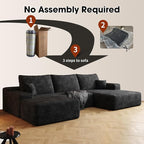 108" Sectional Couches for Living Room Modern Modular Sofa with L-Shape Couchs Upholstered Boneless Couch Deep Seat Sectional Couch with Chaise (Black, Right Facing Chaise+2Seaters+1Ottoman)
