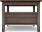 SIMPLIHOME Warm Shaker Coffee Table - 48 inch Wide Solid Wood Cocktail Table in Farmhouse Brown, Transitional Living Room Table with 2 Storage Drawers and Open Shelf for Sitting Area or Lounge