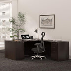 GINO Collection, 67" W L Shape Executive Office Desk with Two File Cabint - Right Return