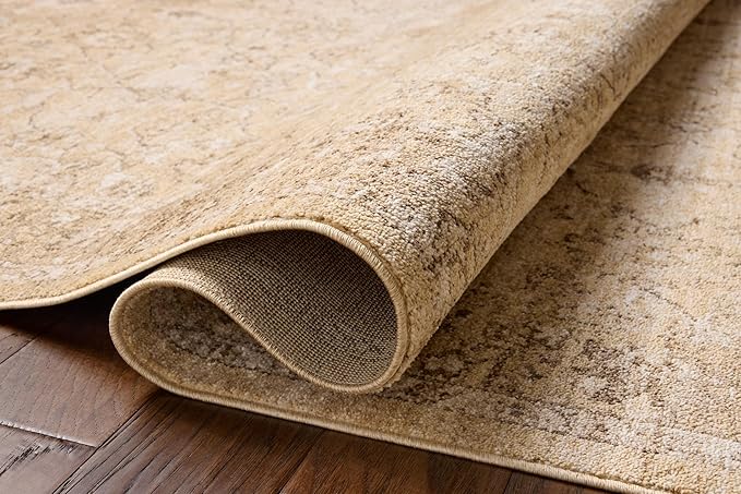 Loloi Chris Loves Julia Palma Collection PLM-10 Wheat/Bark 7'-10" x 10' Fringe Area Rug Vintage Style Boho Living Room Bedroom Carpet