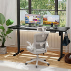 Shahoo 55 Inch Standing Desk, Electric Height Adjustable Computer Desks with Hook and Cable Hole, Black