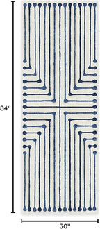 RUGGABLE x Jonathan Adler Machine Washable Modern Runner Rug – Inkdrop Slate Blue 2.5x7, Stain-Resistant, Non-Slip – Washable Rug for Hallway, Entryway, Living Room & Kitchen–with Standard Pad
