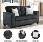 Signature Design by Ashley Altari Modern Loveseat with 2 Accent Pillows, Dark Gray