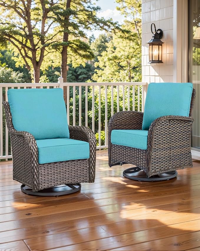 Luxury 22x24/22x25 6-Inch Outdoor Deep Seat Cushions Set of 6 - Comfortable Patio Zipper Chair Cushion for Wicker Dining Rocking Gilider Loveseat Couch Sectional Sofa - Turquoise