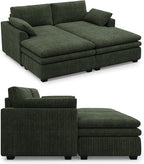 Belffin Large Modular Sectional Sofa with Deep Chaise, 73.6" Corduroy L Shaped Couch with 9" Soft Dual-Layer Seats Cushion for Living Room, Apartment, Green