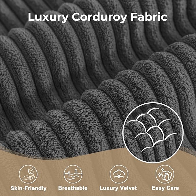 108” Cloud Sectional Couch, Modular Sectional Sofa with Deep Seat, Corduroy Boneless Couches with Chaise for Living Room Bedroom, No Assembly Required