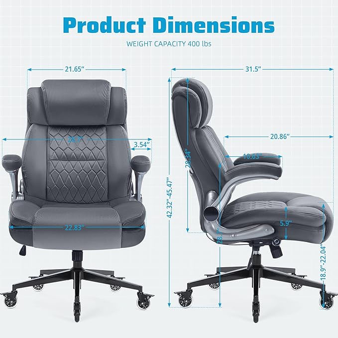 Large High Back Office Chair with Flip Arms- Executive Desk Chair with Locking Wheels, Adjustable Lumbar Support, Ergonomic Breathable Fabric Computer Chair Prevents Cats Scratching