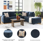 Signature Design by Ashley Aviemore Casual L-Shaped 2-Piece Sectional with Chaise for Living Room, Blue