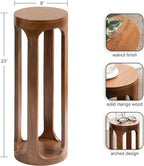Kate and Laurel Dahl Wooden Round Drink Table; 8 x 23; Walnut Brown; Mid-Century Modern Circle Wood Accent Pedestal Table for Living Room Plant Stand or Small Bedroom Nightstand