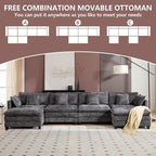Plush Modular Cloud Sofa Set with Ottoman | L/U-Shaped Deep Seating Chenille Sectional for Family Living Room