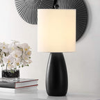 SAFAVIEH Lighting Collection Arlia Modern Black 24-inch Bedroom Living Room Home Office Desk Nightstand Table Lamp Set of 2 (LED Bulbs Included)