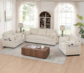 Sofa Set for Living Room Corduroy Couch Sets 3 Seater and Single Chair, Sofas for Apartment and Small Spaces (Beige, Sofa Set)