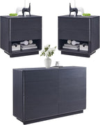 ACCOHOHO Modern Bedroom Set, 3 Pieces Bedroom Furniture Set, Wood 8 Drawer Dresser and Nightstands Set of 2, Chest of Drawers Wide Storage Organizer Cabinet for Bedroom,Black