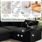 Oversize Cloud Modular Sectional Sofa,Chaise Down Filled Comfort Sofa Detachable Couch Cushion Covers for Living Room Apartment,Black
