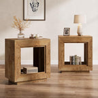 Tribesigns Rustic Brown End Table, 24" Side Table with Storage Shelf, Farmhouse Style Nightstand Bedside Table for Small Spaces, Bedroom, Living Room, Entryway, Easy Assembly (2, Natural)