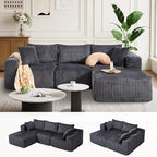 BV 102" Modern Modular Sectional Sofa,Cloud Couch Sectional with Chaise,Comfy Upholstered L-Shape Sofa for Living Room, Deep Seat Boneless Couch, No Assembly Required,Grey