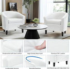 Yaheetech White Accent Chairs Set of 2, Faux Leather Barrel Chairs, Modern Living Room Chairs, Comfy Club Chairs with Sturdy Wood Legs for Bedroom/Reading/Room/Waiting Room, White