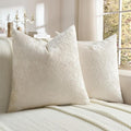 FUTEI Cream Flannel Throw Pillow Covers 22x22 Inch Set of 2,Soft Dimensional Textured Cushion Cases,Modern Home Decor for Couch Living Room