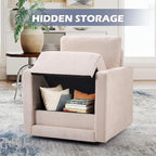 INZOY Swivel Accent Chair, Comfy 360° Swivel Chair with Hidden Storage, Upholstered Chenille Square Chair for Living Room Bedroom Small Spaces, Fully Assembled, Beige