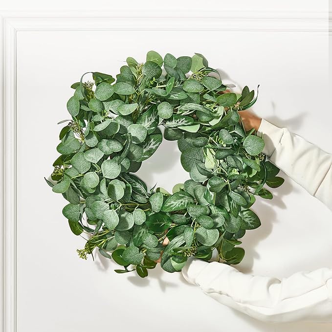 VEVOR 26" Eucalyptus Wreath for Front Door, Artificial Spring Greenery Wreath with Berries - All-Season Indoor Outdoor Farmhouse Decor for Wall, Window, Home, Festival