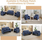 56'' Corduroy Loveseat Sofa, 2 Seater Love Seat Couch for Small Space, Comfy Upholstered Modern Leisure Loveseat Couches with Lumbar Pillows for Bedroom, Office, Living Room, Blue