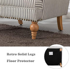chairus Linen Accent Chair for Living Room Upholstered Mid Century Modern Single Sofa Chair with Solid Wood Legs Comfy Reading Chair Armchair for Bedroom/Office Room/Recption/Lounge, Black Stripe