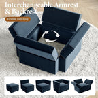 Vesgantti Modular Sofa Bed with Storage, 92" Sleeper Sofas with 9 Seats Storage Chaises Removeble Cover, Luxury Large Velvet Sectional Couch Set for Living Room, Apartment, Home Theatre, Blue