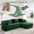 Cloud Sectional Sofa Modern Boneless Couch for Living Room, Comfy Deep Seat Comfy Teddy Fabric Double Sofa Chaise No Assembly Required (Green, 106" L Shape with Right Facing)
