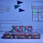 YOURIGAMI Kids and Toddler Play Couch, Convertible Folding Sofa, Durable Foam Modular Design, Glow in The Dark Unicorn