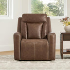 CHITA Genuine Leather Power Recliner Chair for Adults, Super Zero Gravity Recliner with Adjustable Power Headrest & USB/Type-C Ports, for Living Room, Bedroom & Home Theater, Cafe Brown