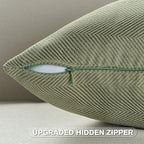 FUTEI Sage Green Chenille Throw Pillow Covers 26x26 Inch Set of 2,Soft Wide Chevron Textured Euro Pillow Shams,Farmhouse Home Decor for Couch Bed Living Room