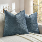 FUTEI Navy Flannel Throw Pillow Covers 22x22 Inch Set of 2,Soft Dimensional Textured Cushion Cases,Modern Home Decor for Couch Living Room