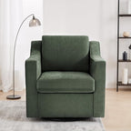 UIXE Swivel Accent Chair, Chenille Fabric Upholstered Arm Chair for Living Room, Modern Club Armchair Comfy Single Sofa Bedroom Reading Seat with Lumbar Pillow - Green