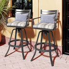Pellebant Outdoor Swivel Barstools Set of 6, Aluminum 29.5" Bar Height Stool Chairs with Back & Footrest,Rust-Proof Tall Patio Bar Stools for Deck Lawn Garden,Milano Char