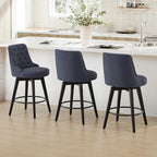 Watson & Whitely Modern Swivel Bar Stools, Performance Fabric Upholstered Counter Height Bar Stool with Back, Solid Wood Legs, 26" H Seat, Set of 2, Insignia Blue