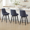 Watson & Whitely Counter Height Bar Stools Set of 3, Performance Fabric Upholstered Modern Swivel Barstool with Back, Solid Wood Legs, 26" H Seat, Insignia Blue