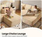 104" Cloud Sectional Couch with Chaise, Boneless L-Shaped Cloud Couch with Deep Seat, Soft Plush Modern Minimalist Sofa, Assembly Free Comfy Sofa for Office Living Room Apartment(Beige, Right Chaise)
