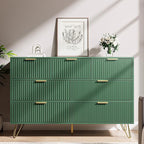 Green Dresser for Bedroom, 7 Drawer Dresser with Gold Pulls, Wide Chest of Drawers for Bedroom, Entryway, 47.2" L x 15.7" D x 31.4" H