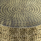 SIMPLIHOME Montrose Metal Coffee Table - 30 inch Wide Solid Iron Round Living Room Table in Antique Gold and Black, Modern Industrial Cocktail Table for Lounge with Hand-Hammered Texture, Assembled