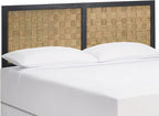 SAFAVIEH Home Collection Halvor Rattan Queen Size Headboard Black Frame & Natural Brown