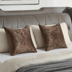 FUTEI Dark Coffee Flannel Throw Pillow Covers 20x20 Inch Set of 2,Soft Dimensional Textured Cushion Cases,Modern Home Decor for Couch Living Room