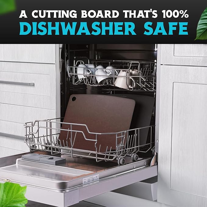 Dishwasher Safe Cutting Boards for Kitchen - Large Composite Wood Cutting Boards - Thin, BPA Free & Eco-Friendly Chopping Board (14.5 x 11.25 Inch, Nutmeg)
