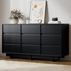 Black Dresser for Bedroom, 59" Wide 9 Drawer Dresser, Mid Century Modern Dressers Chest of Drawers, Wooden Large Dressers for Bedroom, Closet
