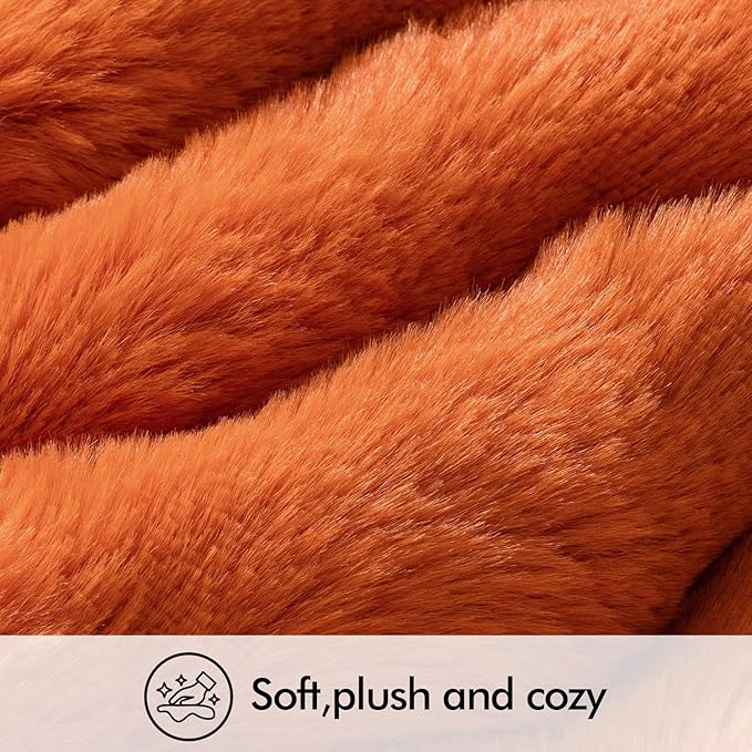 MIULEE Faux Fur Pillow Covers Thick Soft Plush Throw Pillows Luxury Home Decor for Fall Couch Bed Bedroom Living Room Sofa,20x20 Inch Pack of 2 Burnt Orange