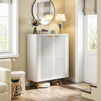 Tribesigns 6-Tier Shoe Cabinet with Shutter Doors, Large Wooden Shoe Organizer Rack with Adjustable Shelves, Modern Farmhouse Hidden Storage Furniture for Entryway, Hallway (White)