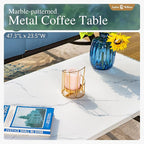 Sophia & William Patio Furniture Sets 7 Seats Outdoor Conversation Set 6 Pcs,2 x Cushioned Swivel Sofa Chairs,1 x 3-Seat Sofa,2 Ottomans, Marbling Metal Coffee Table Patio Backyard Poolside Navy