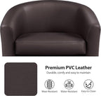Yaheetech PU Leather Accent Chairs, Modern Barrel Chairs Side Chairs, Comfy Club Chairs with Soft Padded, 2 Chairs for Living Room/Bedroom/Reading Room, Espresso, Set of 2