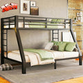 Higher Quality & Stronger Heavy Duty Industrial Style Metal Twin XL Over Queen Bunk Bed, Thickened More Stable Black Steel Bunkbed Bunk Queen Bed (Easier to Assemble) (Twin XL Over Queen)