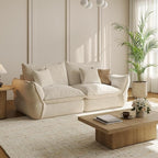 81'' Down Blend Loveseat, Deep Seat Cloud Sofa with Feather-Filled Cushions, Ultra Soft Sink-in Comfort Couch for Living Room, Modern Oversized Sofa – Ivory White